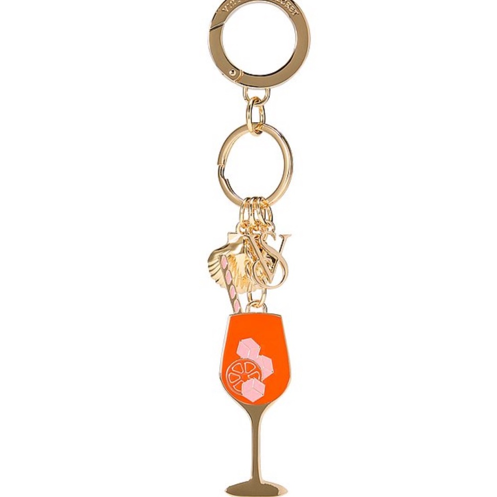 Victoria's Secret Gold and Orange Key Holder and bag charm